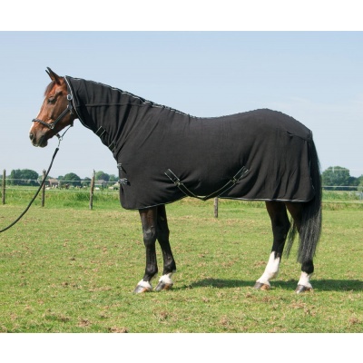Harry's Horse Fleecedeken Deluxe met Hals zwart- 165cm
