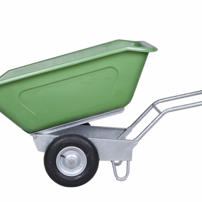 Foto van Kiep Kruiwagen 300L Groen met 2 anti lek wielen