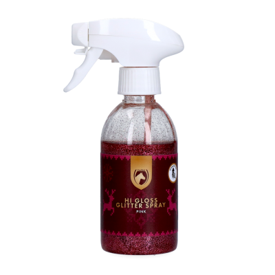 Foto van Excellent Horse Christmas Hi Gloss Glitter Spray Roze 250 ml