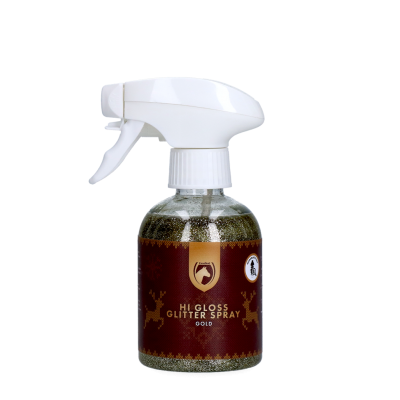 Foto van Excellent Horse Christmas Hi Gloss Glitter Spray Goud 250 ml