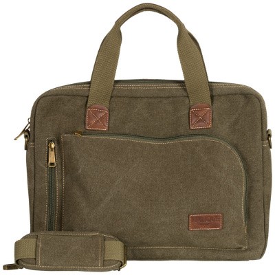 Foto van Malique Canvas Laptoptas Olijf