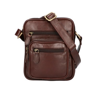 Foto van Leather Design Heren Schoudertas Klein CC 1222 Bruin