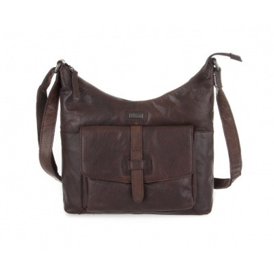Foto van Spikes & Sparrow Dames Schoudertas 11110 Dark Brown