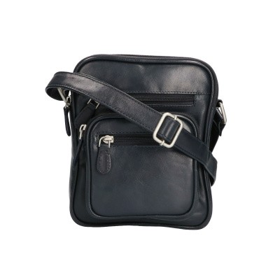 Foto van Leather Design Heren Schoudertas Klein CC 1222 Blauw