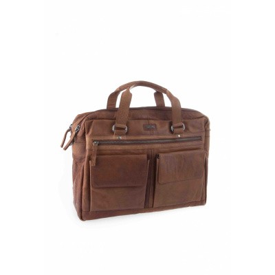 Foto van Spikes & Sparrow 2 zipper Business bag 294S151 Brandy