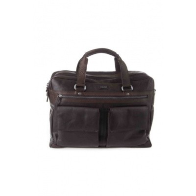 Foto van Spikes & Sparrow 2 zipper Business bag 294S151 Dark Brown