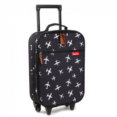 Foto van Kidzroom Trolley Koffer Black & White Planes