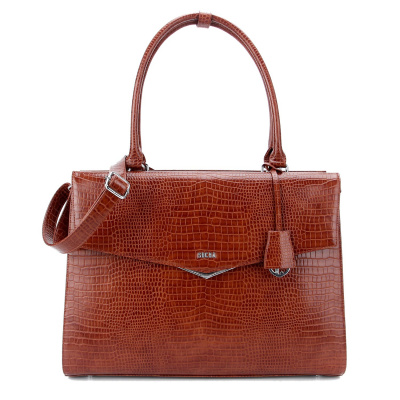Foto van Socha Business Bag Silvertip Croco Brown 15.6