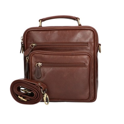 Foto van Leather Design Heren Schoudertas Groot CC 1222 A Bruin