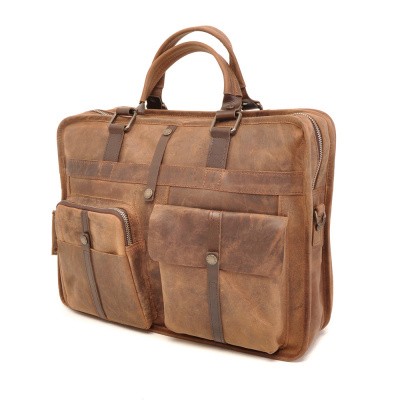 Foto van Barbarossa Ruvido 826-131 Double Section Businessbag Coffee
