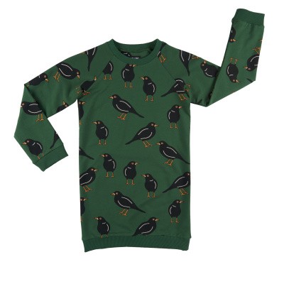 CarlijnQ girls Black Bird-Sweater Dress Donkergroen CarlijnQ girls Black Bird-Sweater Dress Donkergroen
