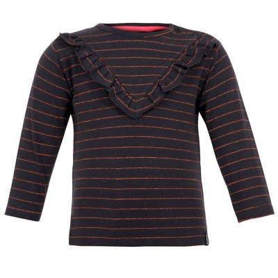 Beebielove girls Longsleeve stripe antraciet Beebielove girls Longsleeve stripe antraciet