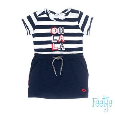 Feetje girls jurk korte mouw streep uni sea Feetje girls jurk korte mouw streep uni sea