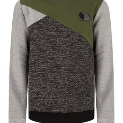 Indian blue jeans crewneck colorblock medium grey melange Indian blue jeans crewneck colorblock medium grey melange