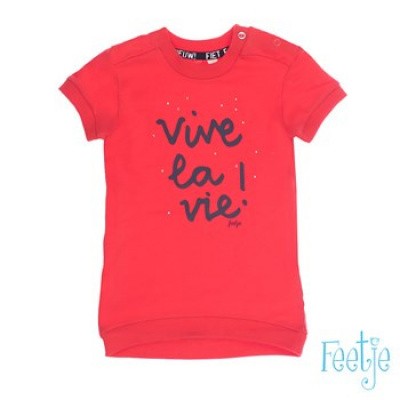 Feetje baby girls jurk korte mouw Vive la vie sea Rood Feetje baby girls jurk korte mouw Vive la vie sea Rood