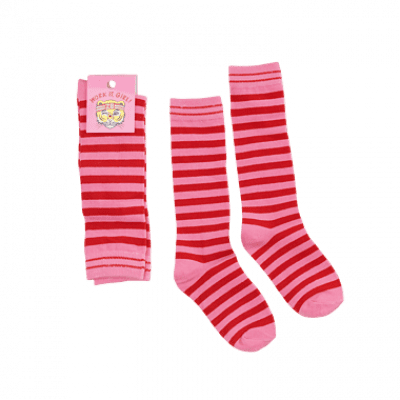 Z8 girl kniekous Valerie Popping Pink/ Lipstick Red stripes Z8 girl kniekous Valerie Popping Pink/ Lipstick Red stripes