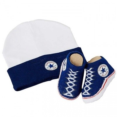 Convers Infant Hat & Booties navy/white Convers Infant Hat & Booties navy/white