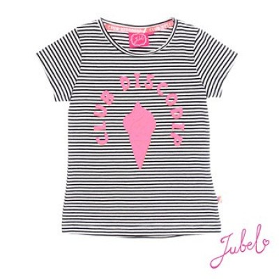 Jubel T-shirt streep zwart/roze ijsje Discodip Jubel T-shirt streep zwart/roze ijsje Discodip