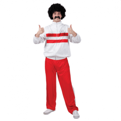 Jaren 80 trainingspak rood wit