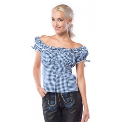Foto van Tiroler blouse blauw Foto van Tiroler blouse blauw
