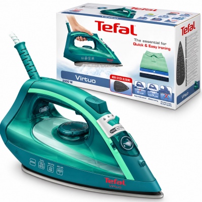 Foto van Tefal Virtuo FV1712EO Stoomstrijkijzer - 2000W - Turquoise