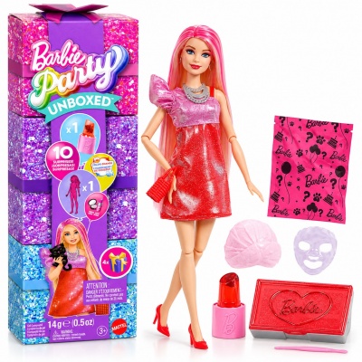 Foto van Barbie Uitpakparty Chic Feestje Pop met Rode Glitters