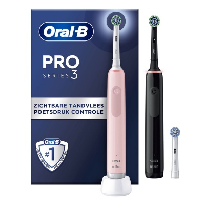 Foto van Tweedekans - Oral-B Pro 3 3900 Duo – Elektrische Tandenborstels in Zwart & Roze