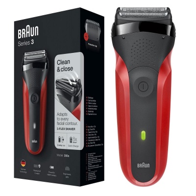 Braun Series 3 300s - Elektrisch Scheerapparaat - Rood Braun Series 3 300s - Elektrisch Scheerapparaat - Rood