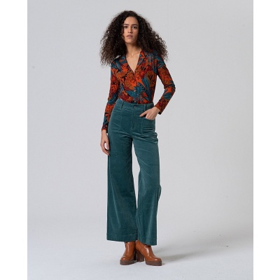 Foto van Surkana rechte broek corduroy blauw Liyu