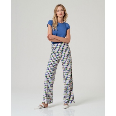 Foto van Surkana broek viscose creme blauw incu 51