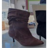 Afbeelding van SLOUCHY ANKLE BOOTS FAUX-SUEDE LOW HEEL STILETTO *IN DARKBROWN & SAND