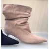 Afbeelding van SLOUCHY ANKLE BOOTS FAUX-SUEDE LOW HEEL STILETTO *IN DARKBROWN & SAND