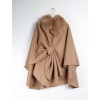 Afbeelding van PONCHO CAPE WITH WOOL FAUX FUR COLLAR | MADE IN ITALY