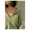 Afbeelding van KNIT BIG COLLAR *IN GREEN & BEIGE