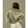Afbeelding van KNIT BIG COLLAR *IN GREEN & BEIGE