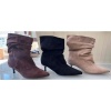 Afbeelding van SLOUCHY ANKLE BOOTS FAUX-SUEDE LOW HEEL STILETTO *IN DARKBROWN & SAND