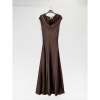 Afbeelding van DRAPED SATIN DRESS *IN GREEN OR BROWN