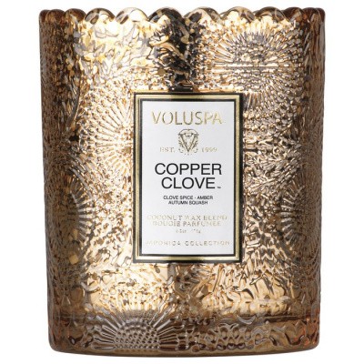 Foto van Voluspa Scalloped Edge Embossed Glass Candle Copper Clove