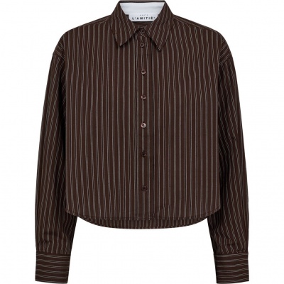 Foto van HAUTE L'AMITIÉ MOCCA STRIPE LOGO PRINT SHIRT 
