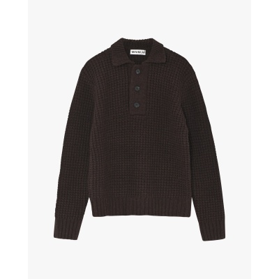 Foto van MAN. MINIMUM KNITTED POLO LS KNIT BROWN 