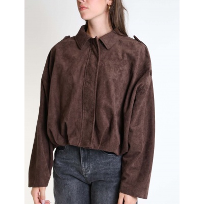 Foto van SUEDE LOOK JACKET DARKBROWN