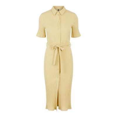 Foto van PIECES TIANA SS MIDI DRESS *IN BLACK, OFFWHITE &YELLOW