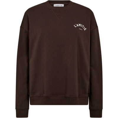 Foto van HAUTE L’AMITIÉ CURVE LOGO SWEATER BROWN