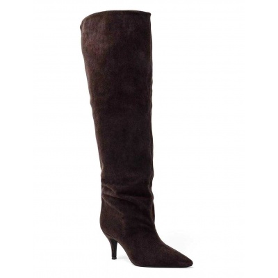 Foto van OVERKNEE BOOTS SUEDELOOK DARKBROWN 