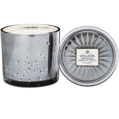 Foto van Voluspa Grande Maison 3 Wick Glass Candle Makassar Ebony and Peach