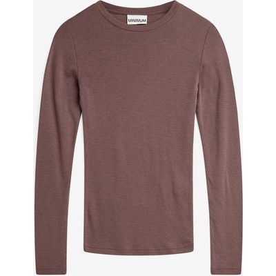Foto van MINIMUM NATASHAS T-SHIRT LONGSLEEVE MERINO *IN PLUM, PEPPERCORN & BLACK