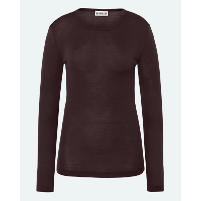 Foto van MINIMUM NATASHAS T-SHIRT LONGSLEEVE MERINO *IN BROWN & BLACK