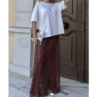 Foto van MAXI LACE SKIRT BROWN 