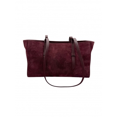 Foto van LEATHER BAG WITH LONG DOUBLE STRAPS *IN BROWN & BORDEAUX