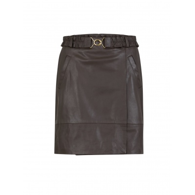 COSTER COPENHAGEN LEATHER SKIRT BROWN